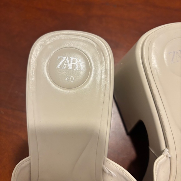 Zara Women's Chunky Platform Slip On Mules in White Size 40 - Picture 7 of 10